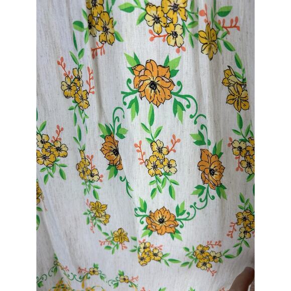 Anthropologie Fig & Flower Medium Linen Blend Midi Dress Floral Cottagecore - Picture 9 of 16